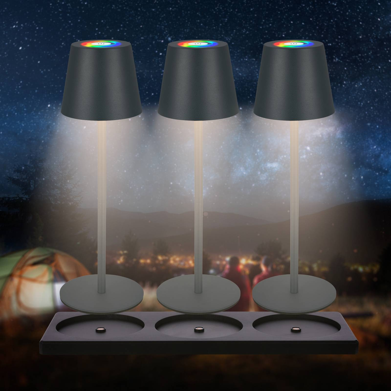 Nabíjacie stolové lampy Cilano LED, antracit, nabíjacia stanica, sada