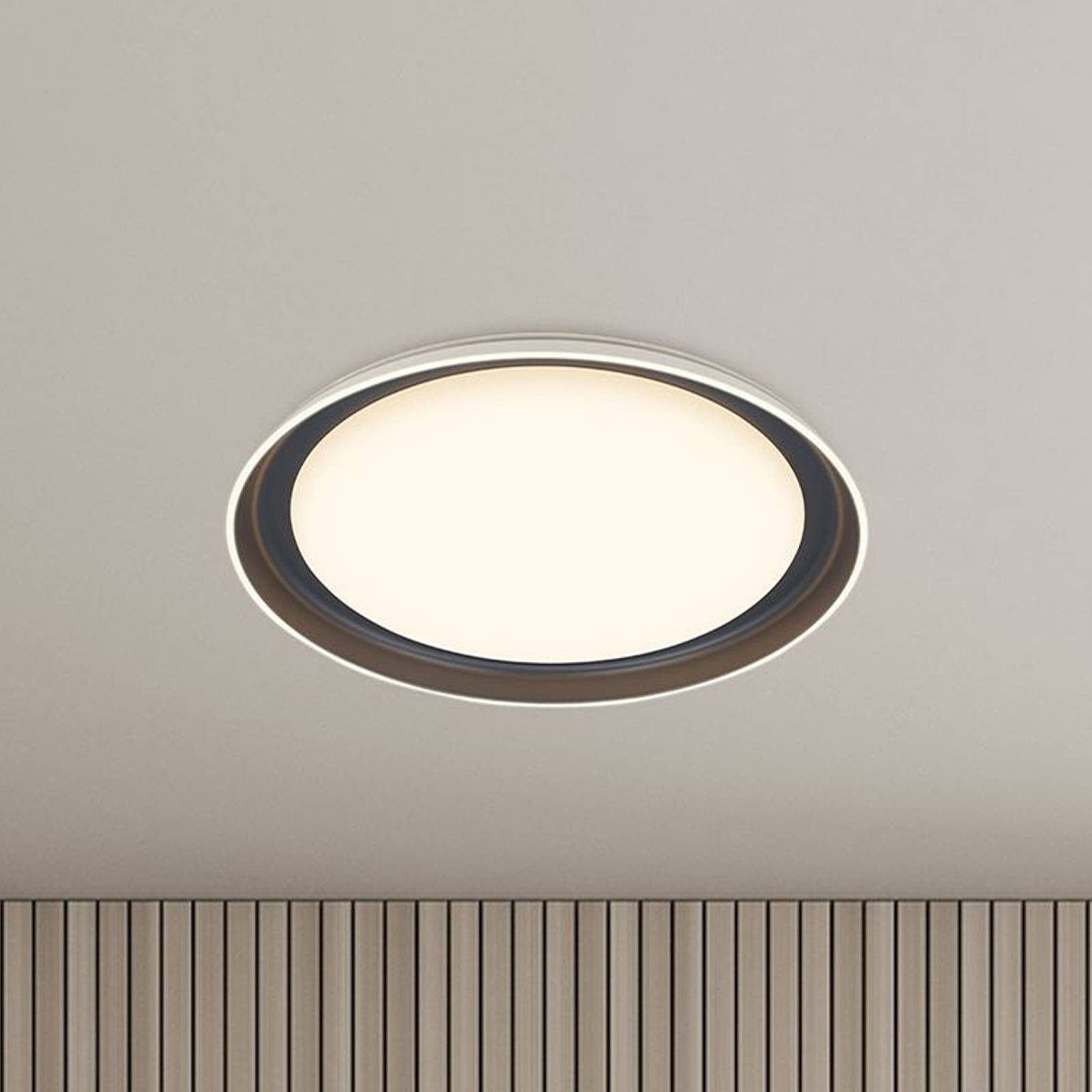 Stropné svietidlo Ijus LED, biela/antracitová, Ø 43 cm, plast
