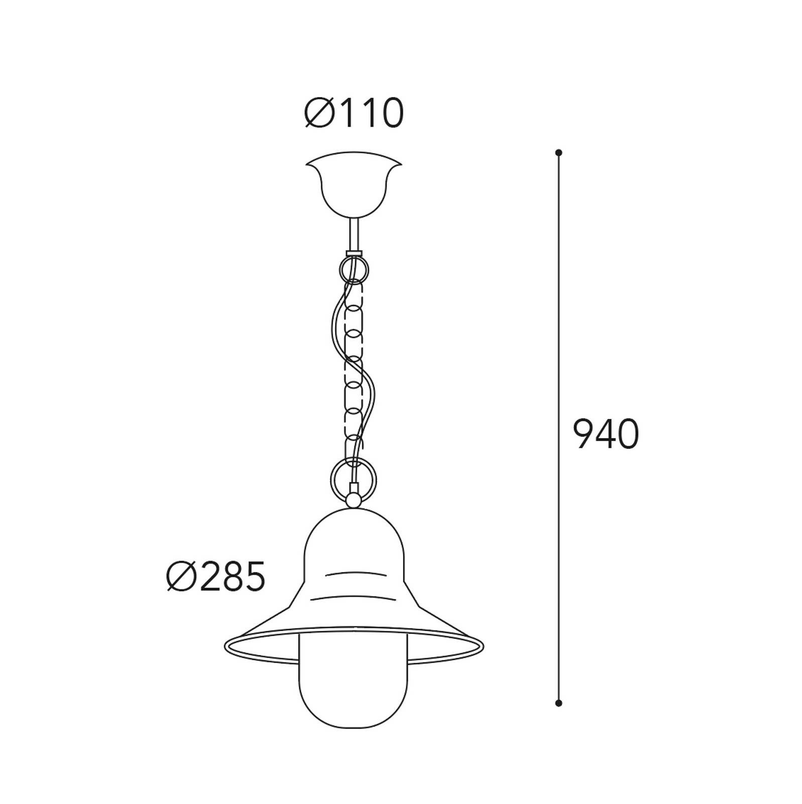 Vonkajšia závesná lampa Campanula 2094, starožitná mosadz, Ø 29 cm, IP44