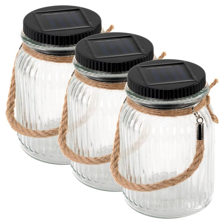 Sada solárnych svetiel,3 LED, plastové, studená biela, 3 ks