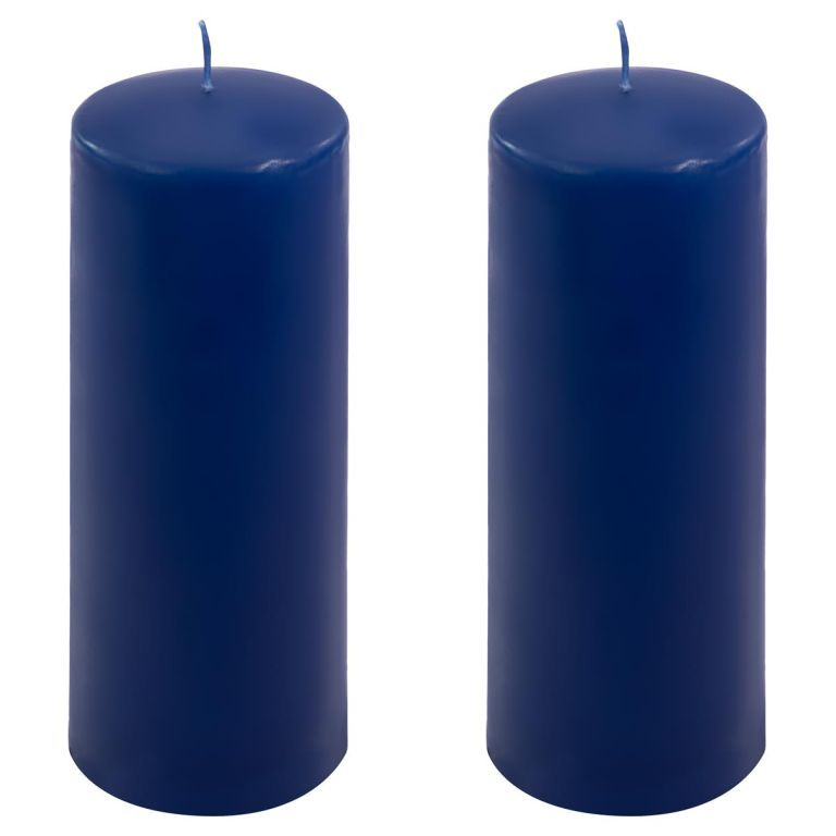 Sada stĺpových sviečok, 20 cm, Ø 7,5 cm, modrá, 2 ks