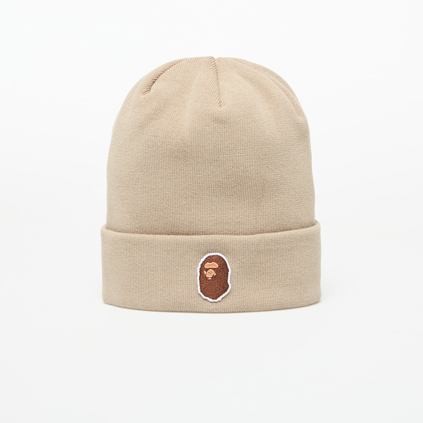 A BATHING APE One Point Ape Head Knit Cap Beige Universal