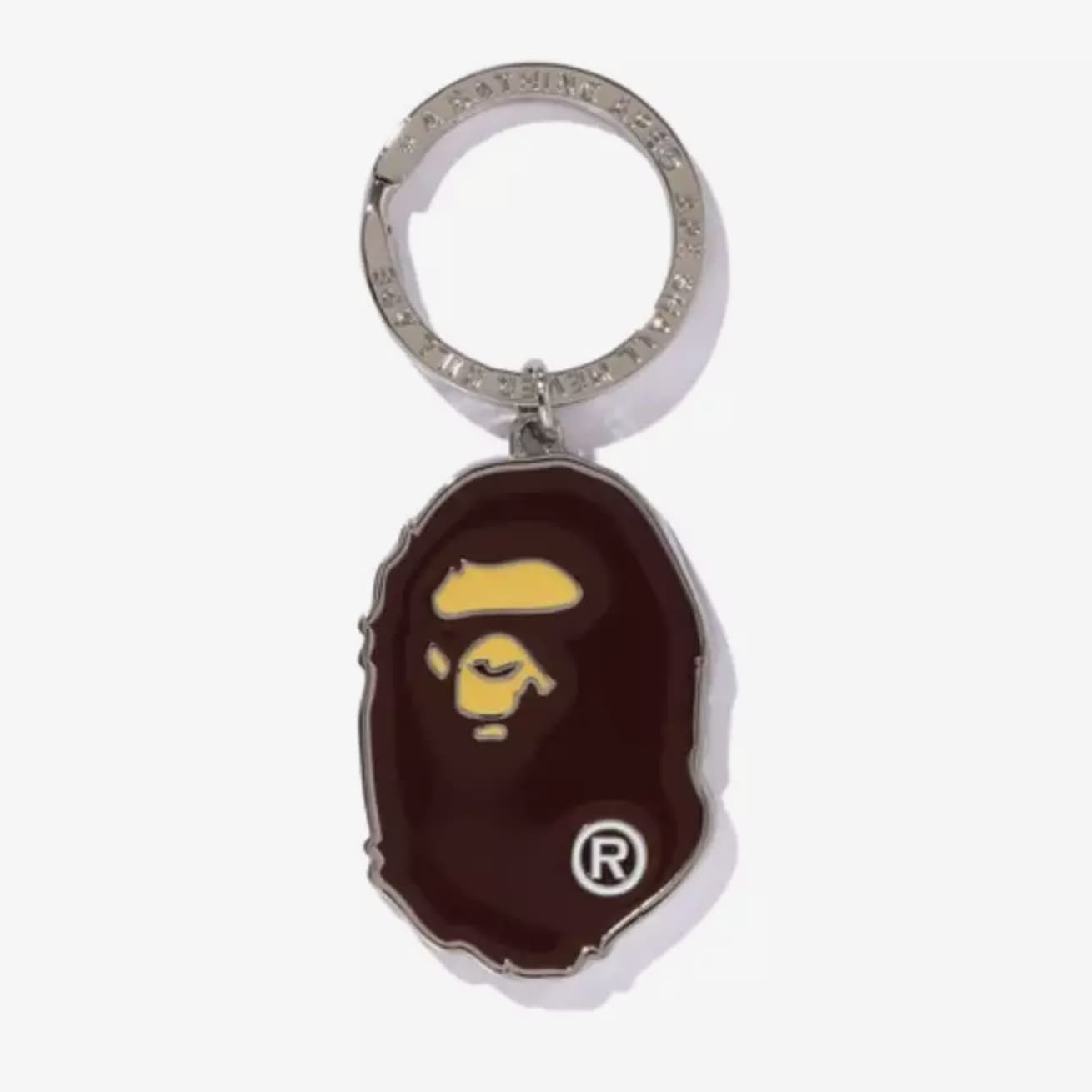 A BATHING APE Ape Head Metal Keychain Brown Universal