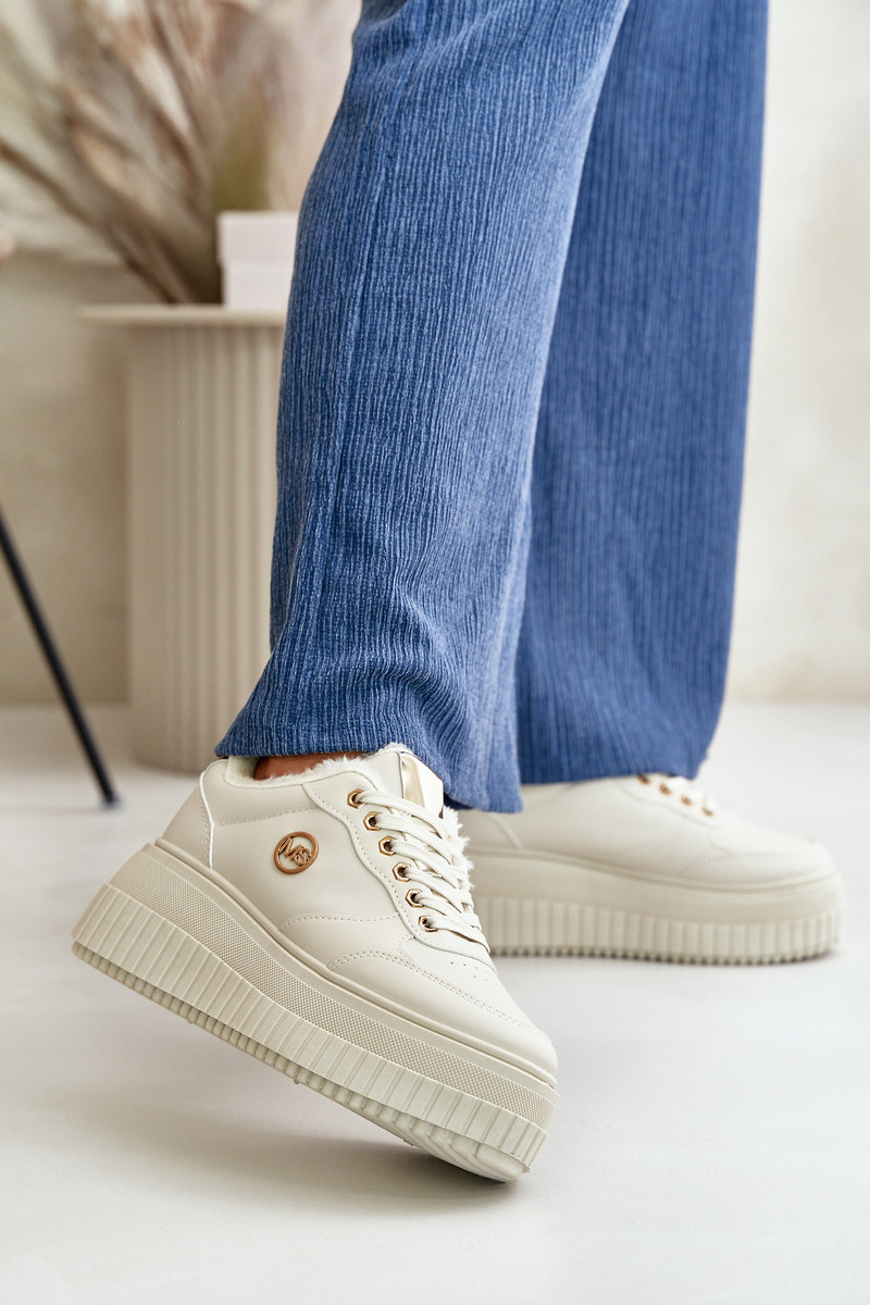 Boto Sneakersy Dámske Športové Topánky Zateplené Na Masívnej Podošve Béžové Ardiela