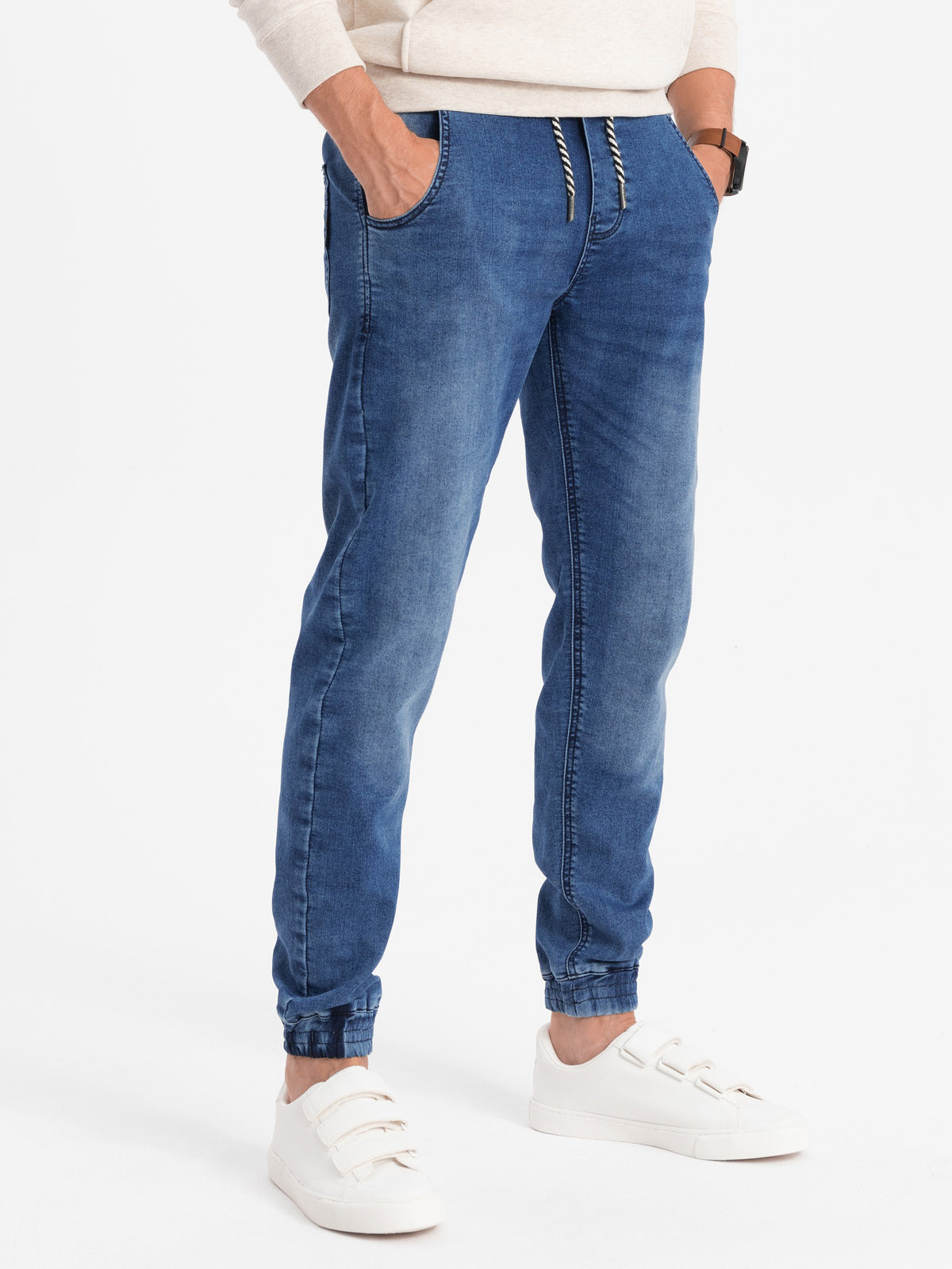Ombre Men's denim jogger pants - light blue