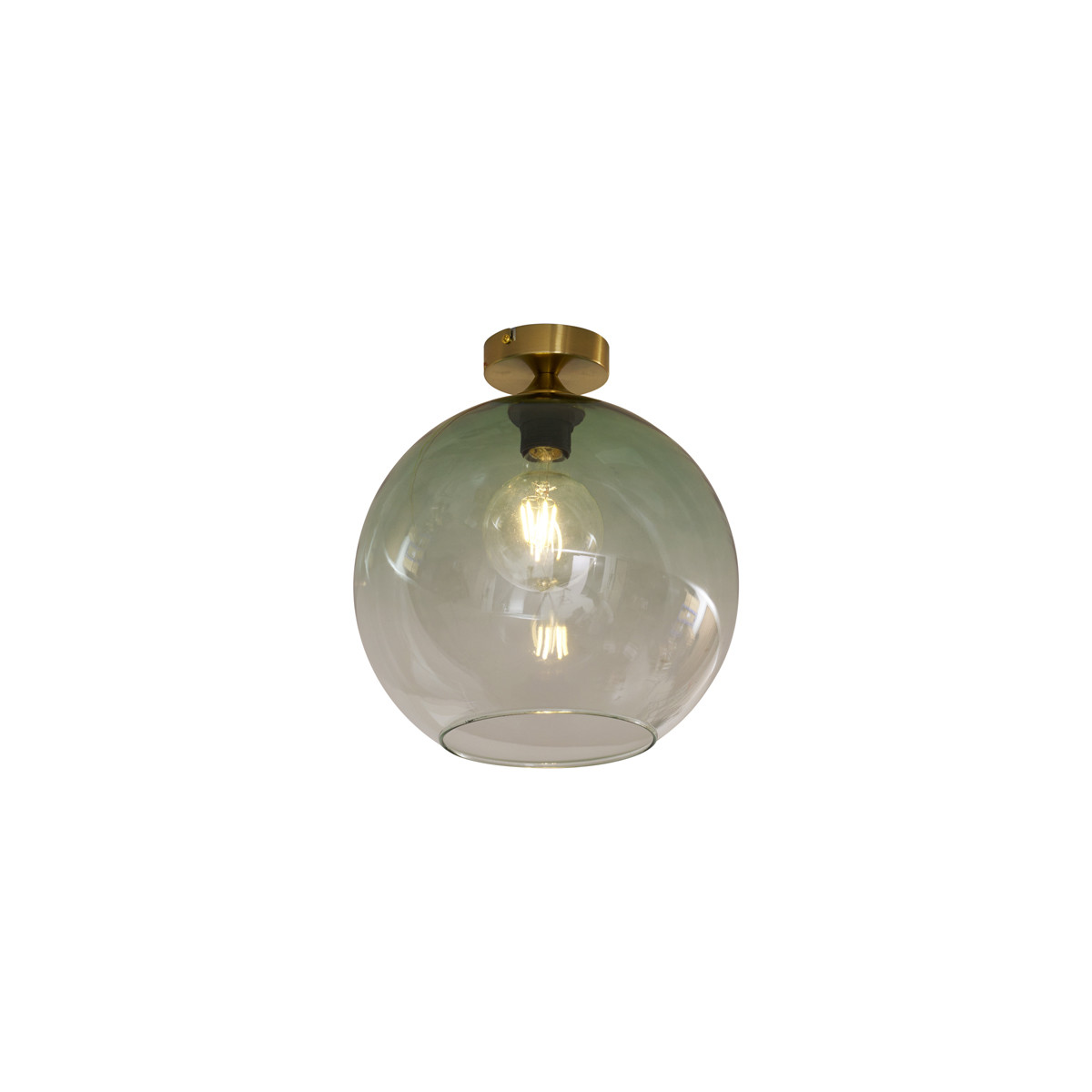 Stropné svietidlo Art Deco mosadzné so zeleným sklom - Sandra