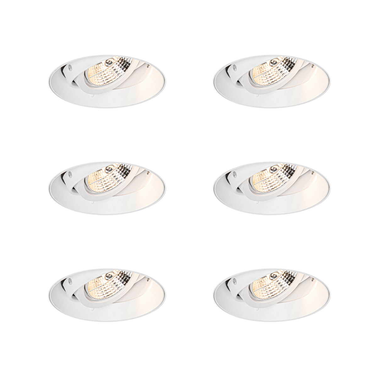 Sada 6 ks Moderné zapustené bodové biele GU10 AR70 okrúhle ozdobné - Oneon