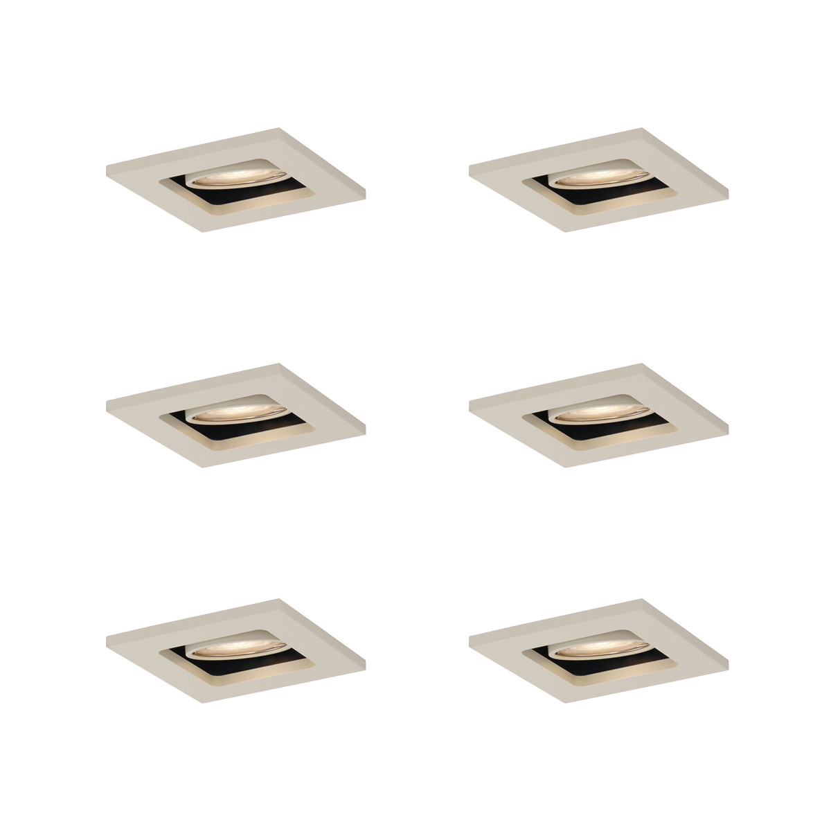 Sada 6 ks Moderné zabudované bodové svetlo béžové GU10 50 mm otočné a sklopné - Qure