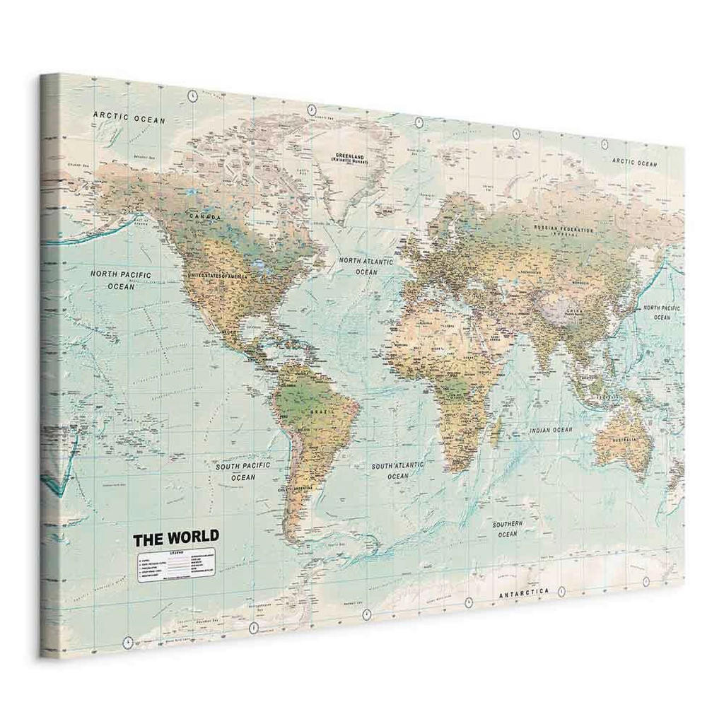 artgeist OBRAZ NA PLÁTNE, mapa sveta, 120/80/1,2 cm