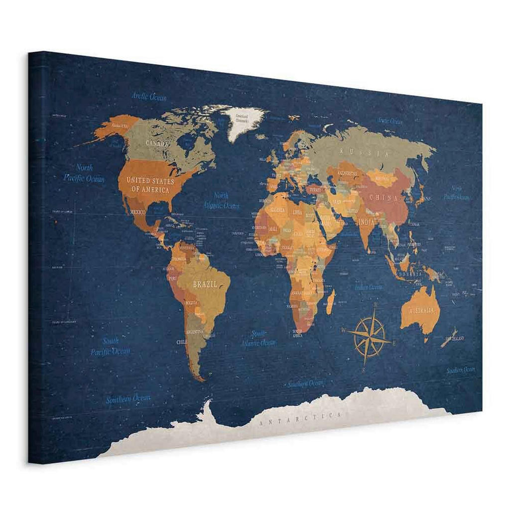 artgeist OBRAZ NA PLÁTNE, mapa sveta, 60/40/1,2 cm