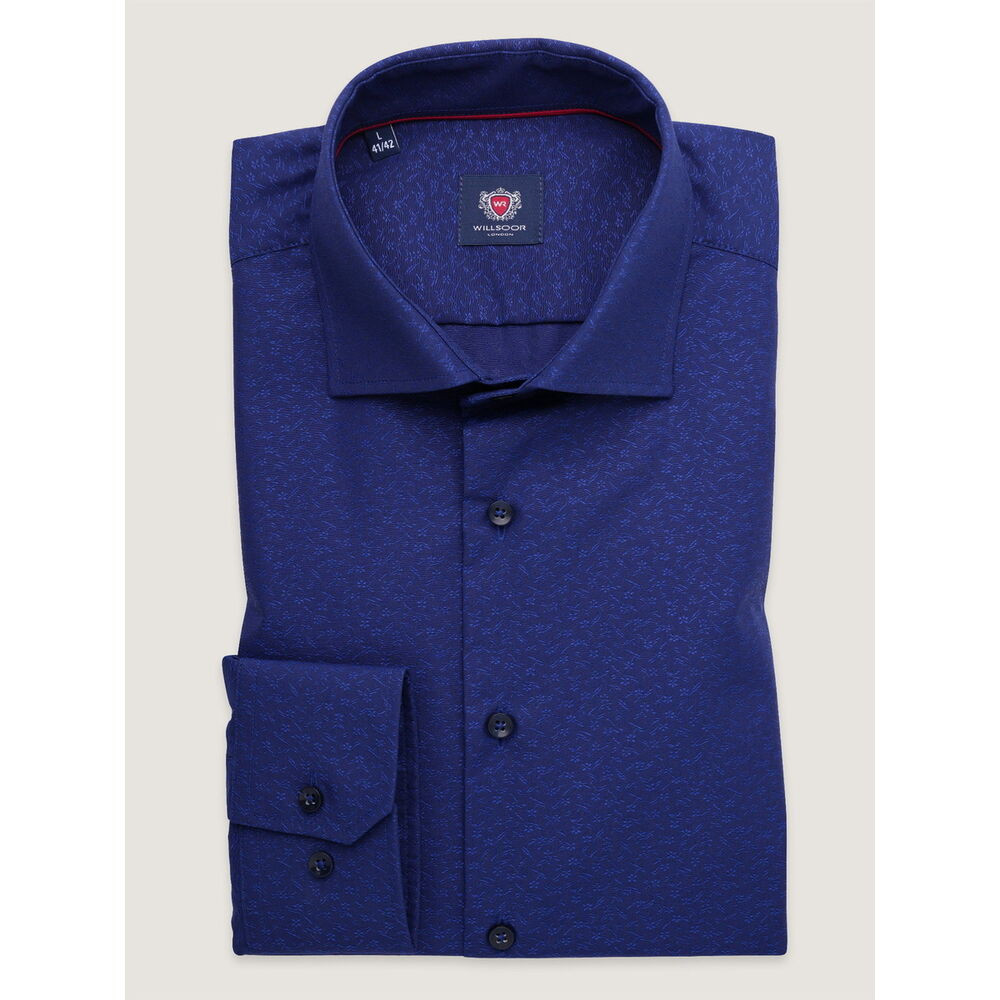Pánska košeľa extra slim fit tmavomodrá s kvetinovým vzorom 18017