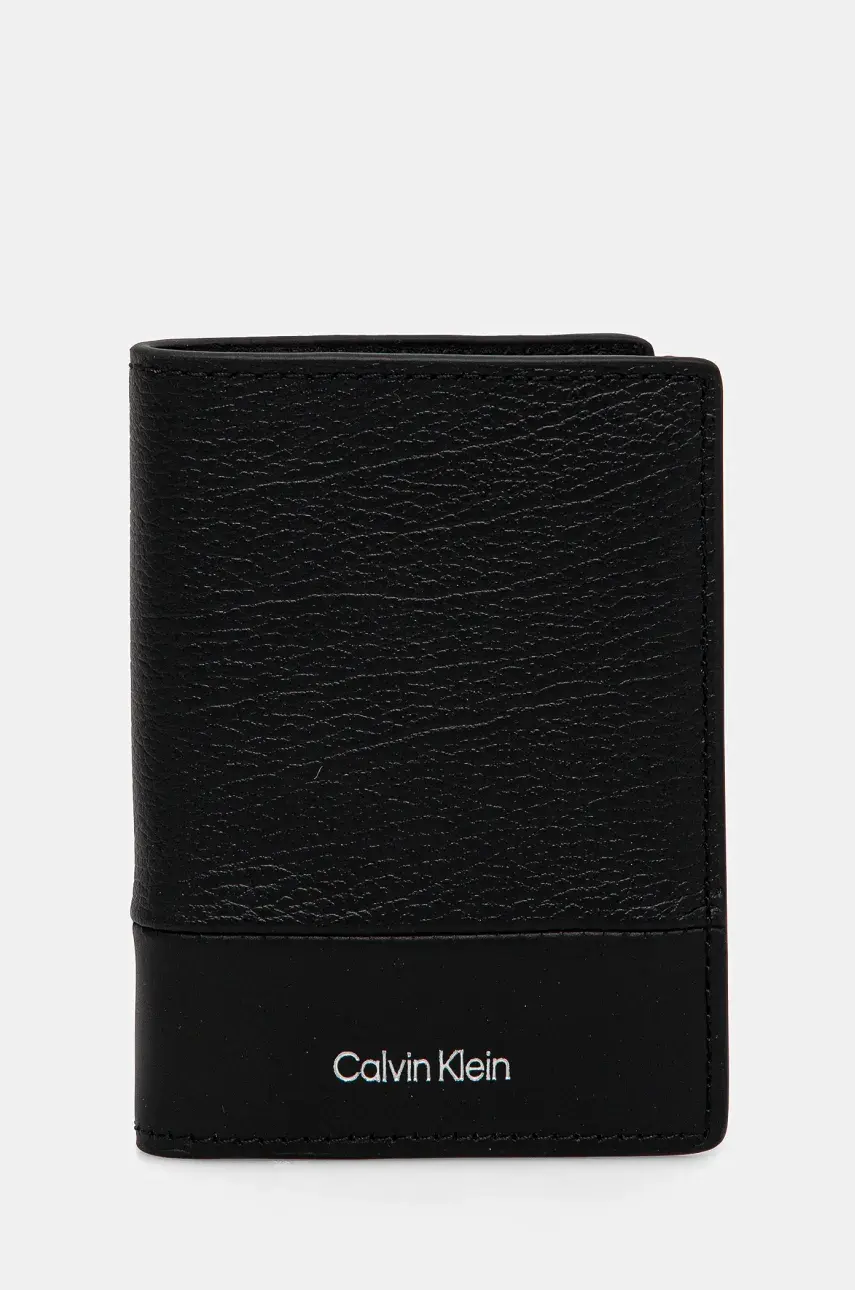 Kožená peňaženka Calvin Klein pánska, čierna farba, K50K512921