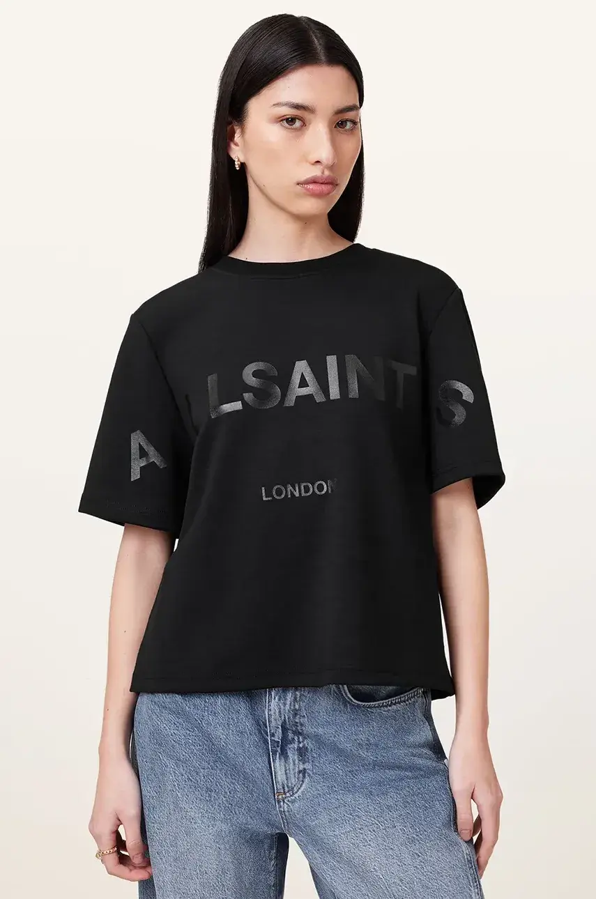 Tričko AllSaints LINI BIGGY dámske, čierna farba, W210JA