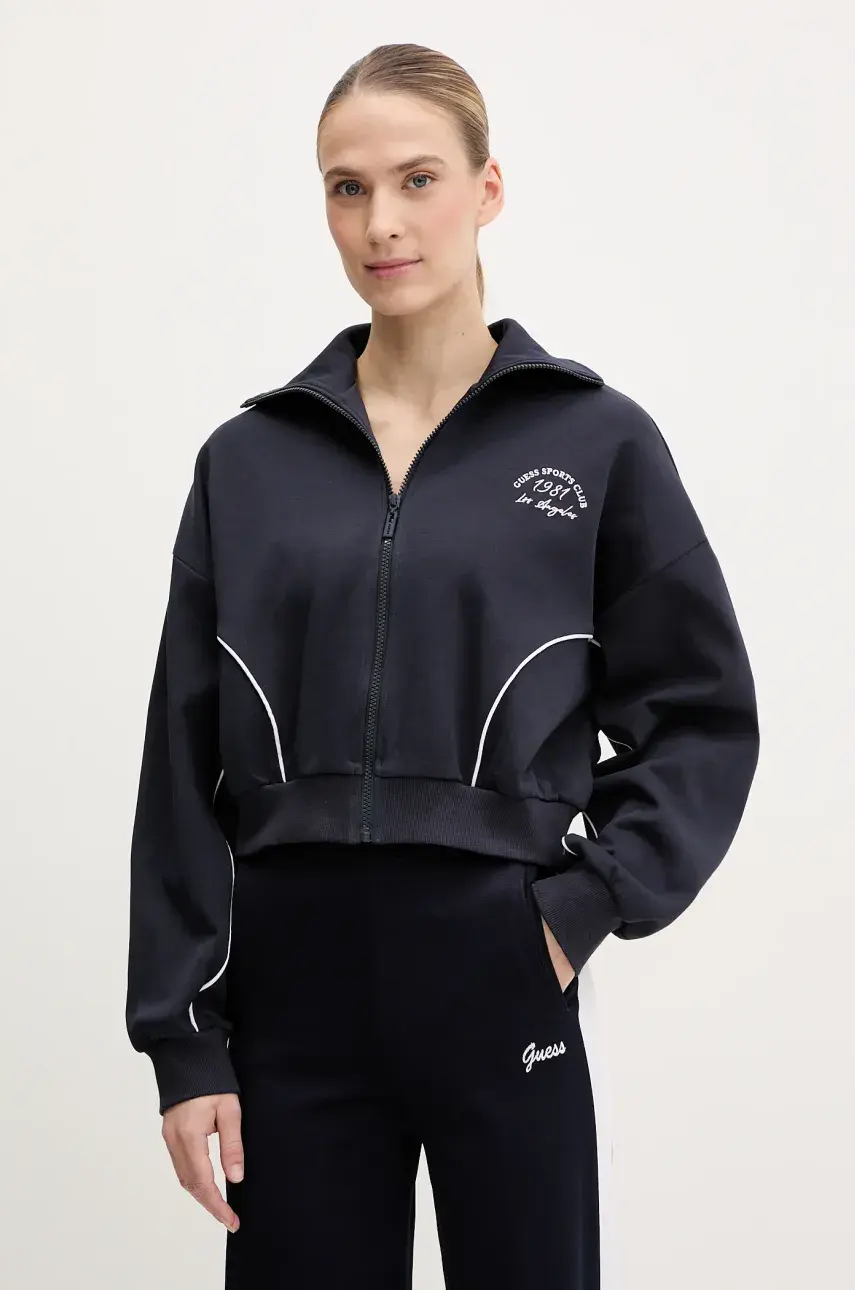 Mikina Guess NIGELLA dámska, tmavomodrá farba, s nášivkou, V5GQ04 KCS01