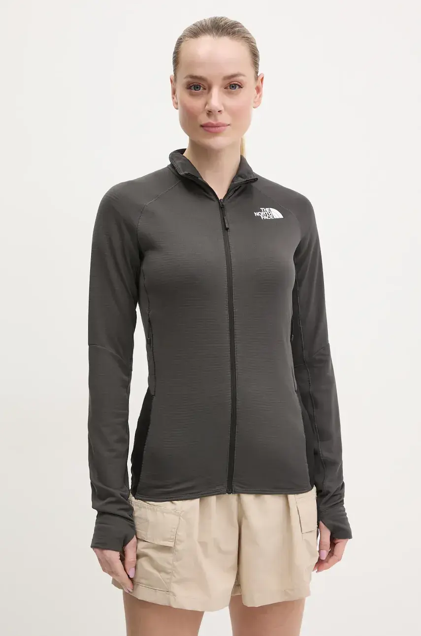 Športová mikina The North Face Bolt Polartec dámska, šedá farba, vzorovaná, NF0A8BT0MN81