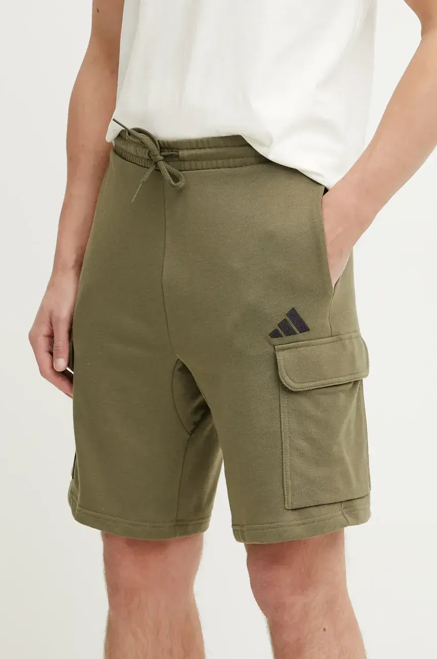 Šortky adidas Feelcozy pánske, zelená farba, JE6292