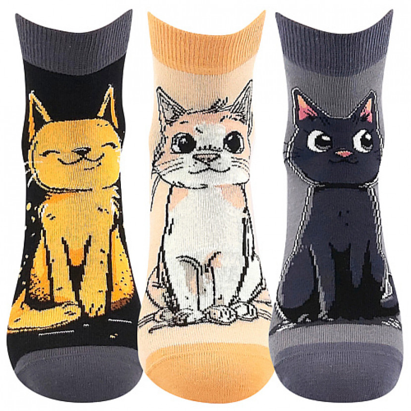 Ponožky vtipné Boma Micka 3 páry (čierne, oranžové, šedé), 35-38