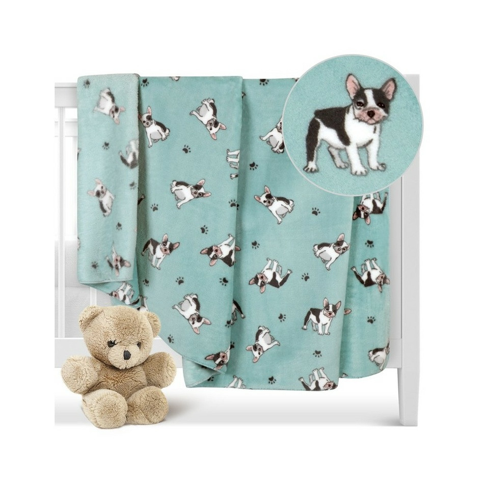 Bellatex Detská deka Ella Bulldog modrá , 100 x150 cm