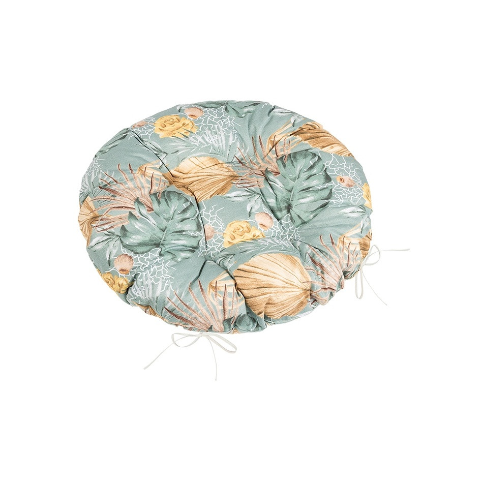 Bellatex Sedák Adela prešívaný okrúhly Monstera ruže žltá, 40 x 40 cm