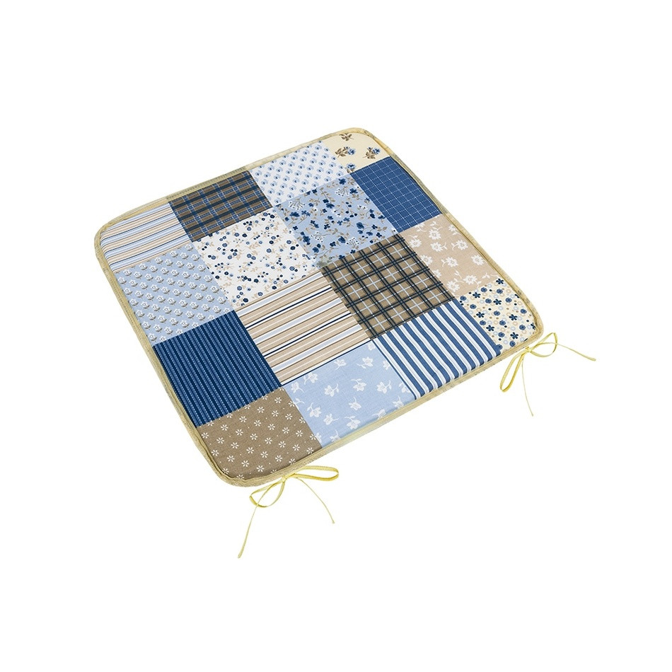 Bellatex Sedák Adela hladký Patchwork modrá, 40 x 40 cm