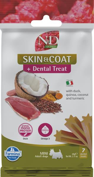 Farmina Quinoa Dog Skin Coat Duck Adult Mini maškrta pre psy 60g
