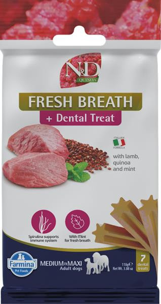 Farmina Quinoa Dog Fresh Breathe Adult medium & maxi maškrta pre psy 110g