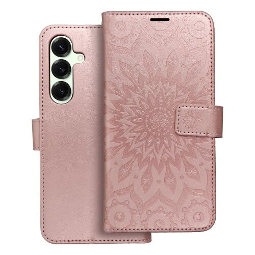 Puzdro Mezzo Book Samsung Galaxy S25 Plus, vzor mandala - ružovo-zlaté