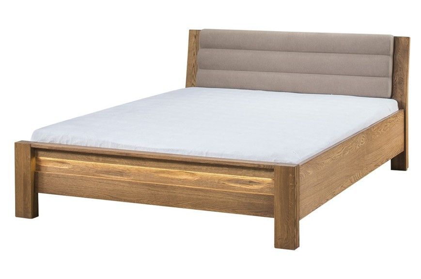 Dvoulůžková postel Velvet II 76 160x200 z masivu s LED osvětlením dub Rustikal/Latte