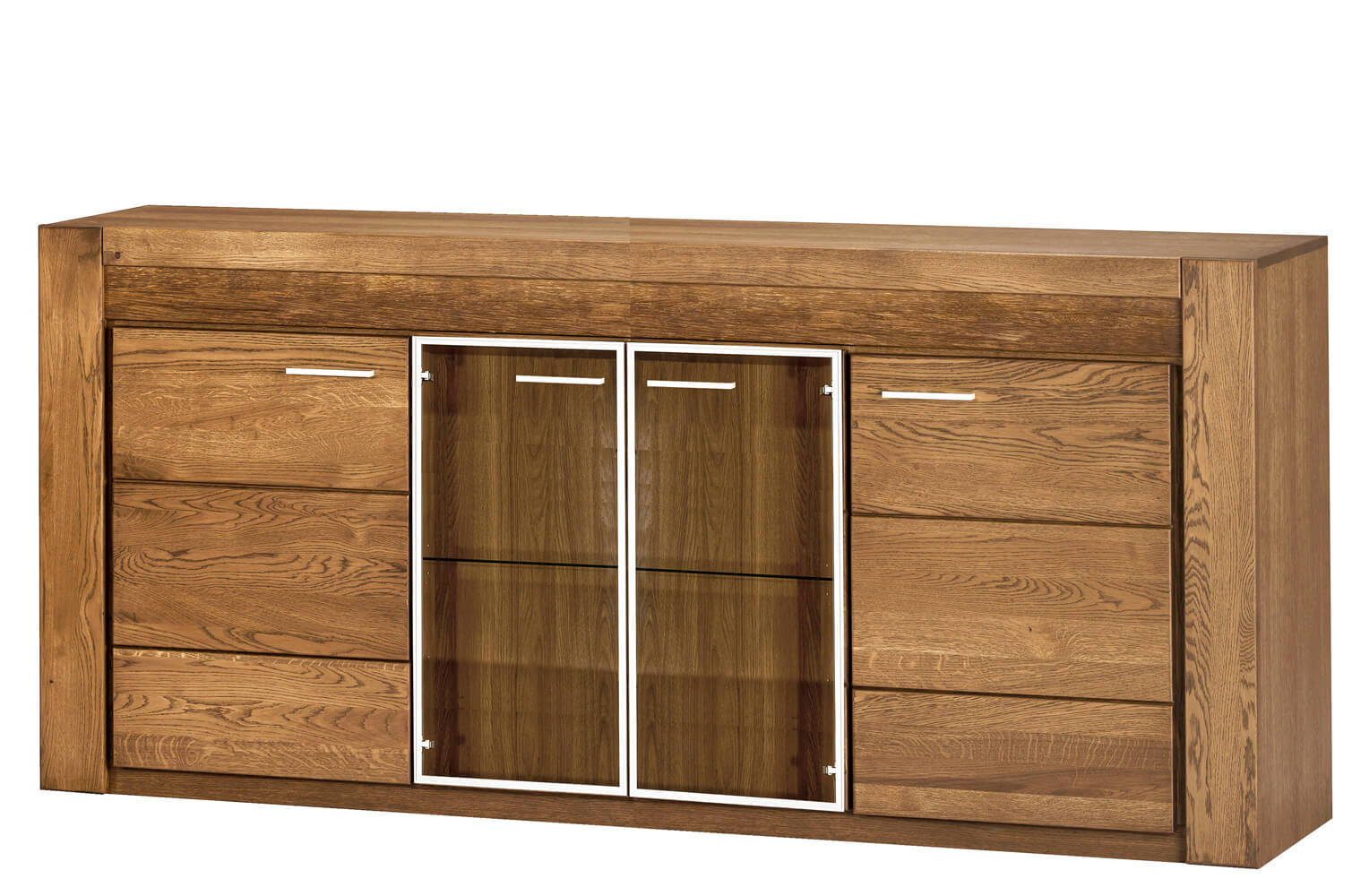 Komoda Velvet II 49 201 cm z masivu s LED osvětlením dub Rustikal