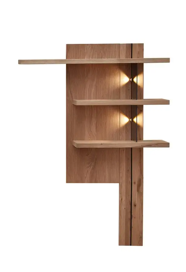 Policový panel Napoli 34 s LED 121 cm z masivu dub Bianco