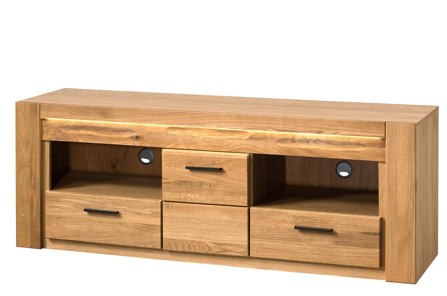 Televizní stolek Velvet II 25 161 cm z masivu s LED osvětlením dub přírodní