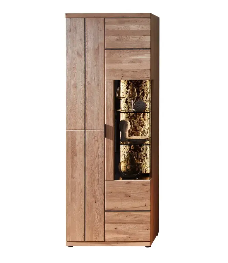 Vitrína Napoli 01 s LED 75 cm z masivu dub Bianco