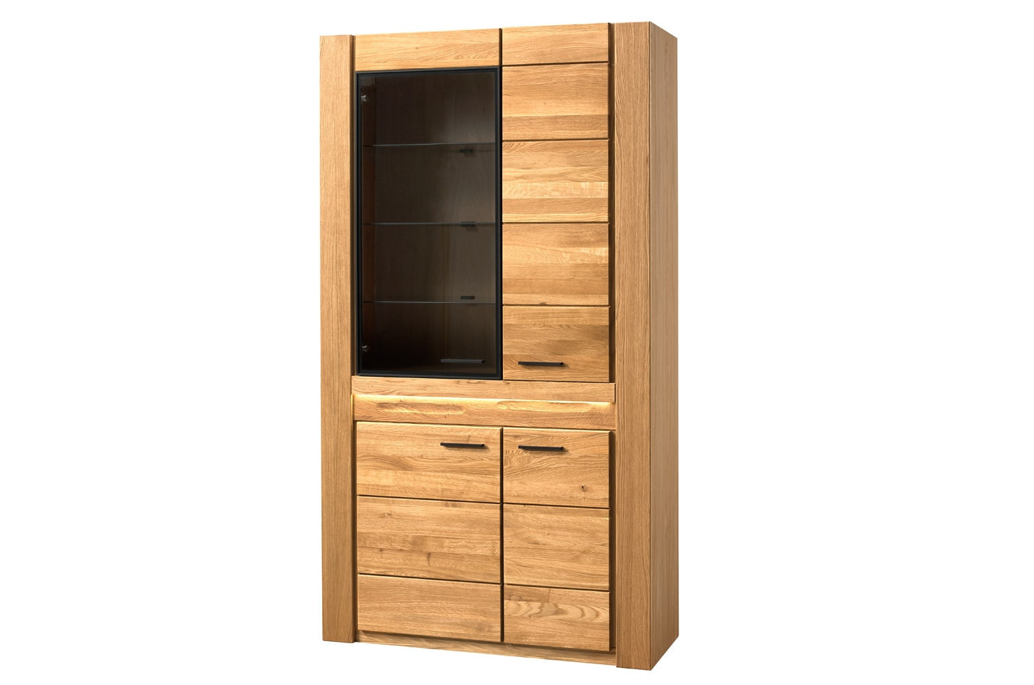 Vitrína Velvet II 12 110 cm z masivu s LED osvětlením dub přírodní