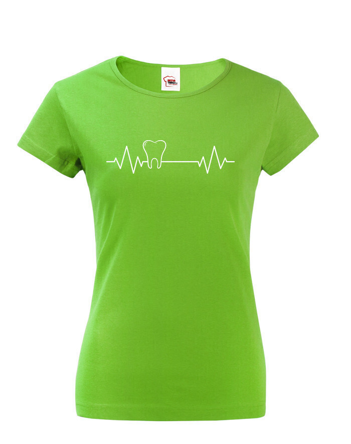 Dámske tričko pre zubných lekárov Pulz - ideální dárek k narozeninám nebo Vánocům