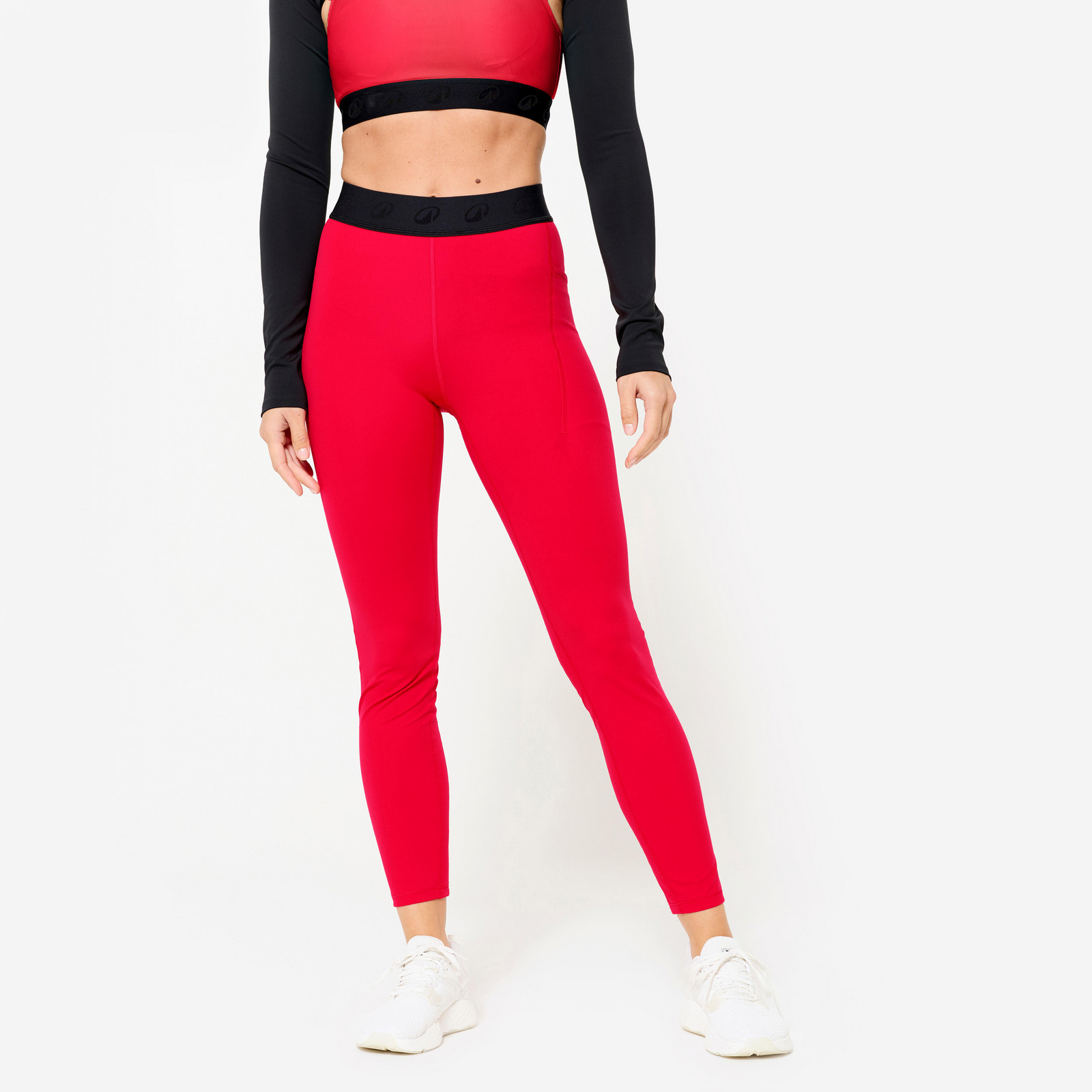 Dámske fitness legíny s elastickým pásom červené