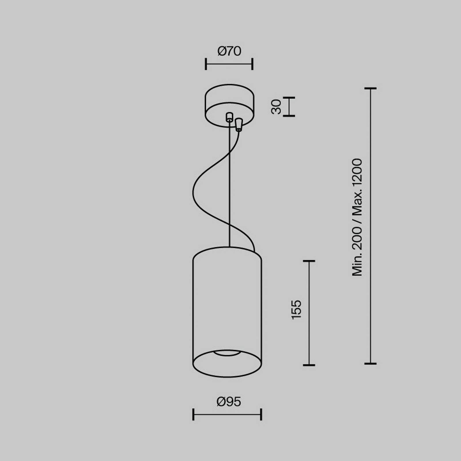 Závesné svietidlo Maytoni LED Efir, čierne, Ø 9,5 cm, 25 W, 38°
