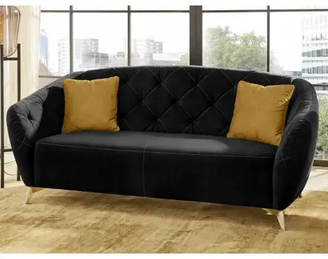 Pohovka s prešitím York, čierna zamatová látka%