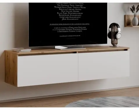 Závesná TV skrinka Asko Living, 135 cm, dub artisan/biela%