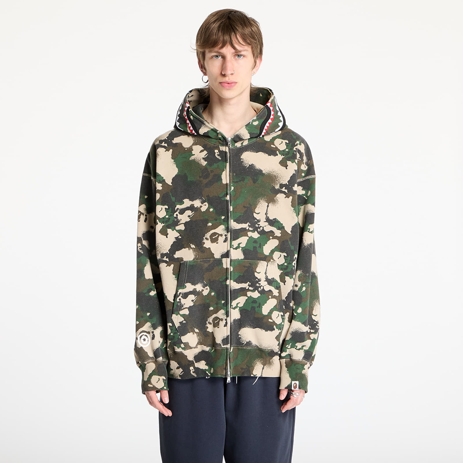 Mikina A BATHING APE Map Camo Shark Relaxed Fit Full Zip Hoodie UNISEX Green M