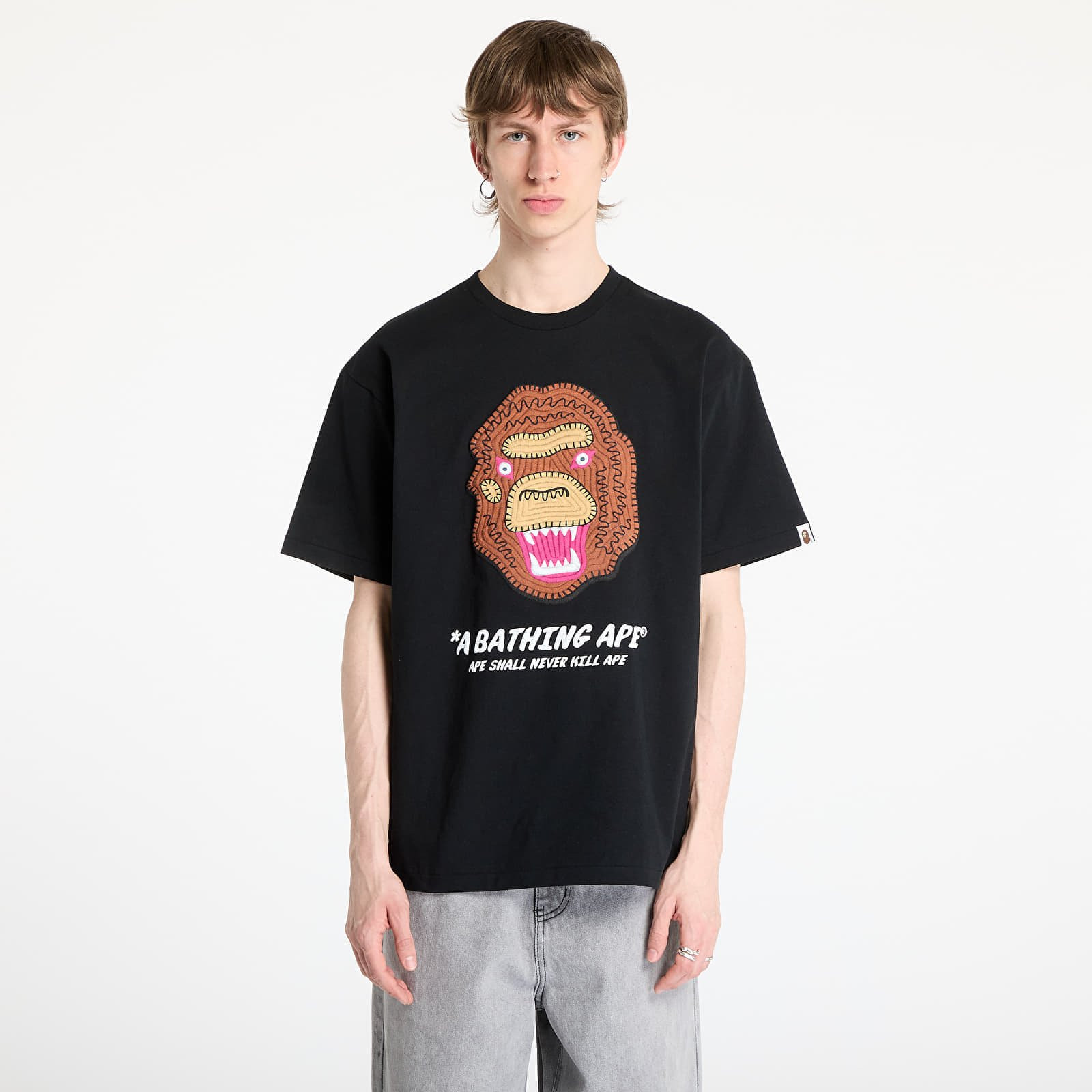 Tričko A BATHING APE Embroidery Style Souvenir Logo Tee UNISEX Black M