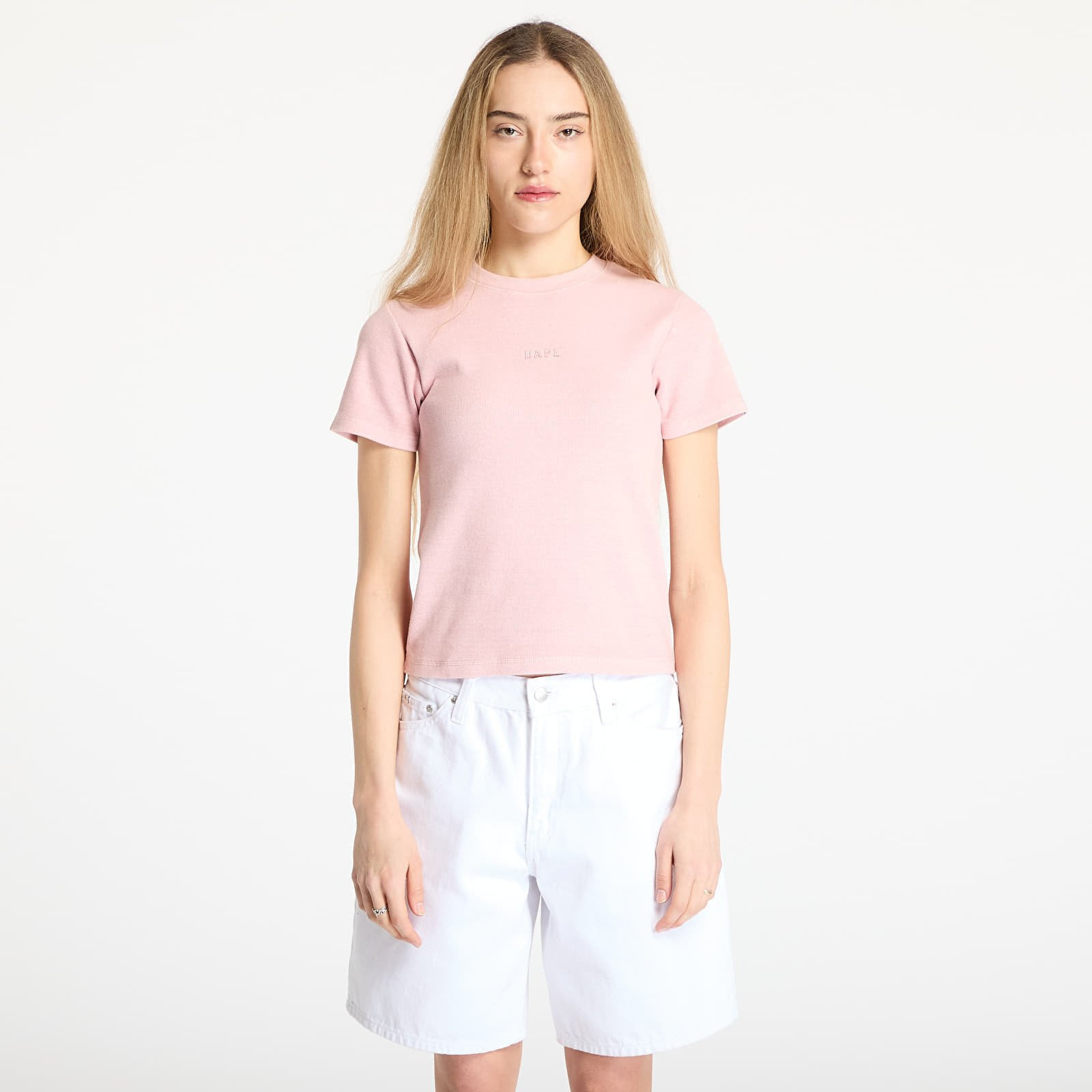 Tričko A BATHING APE Pigment Dyed Rib Tee Pink S