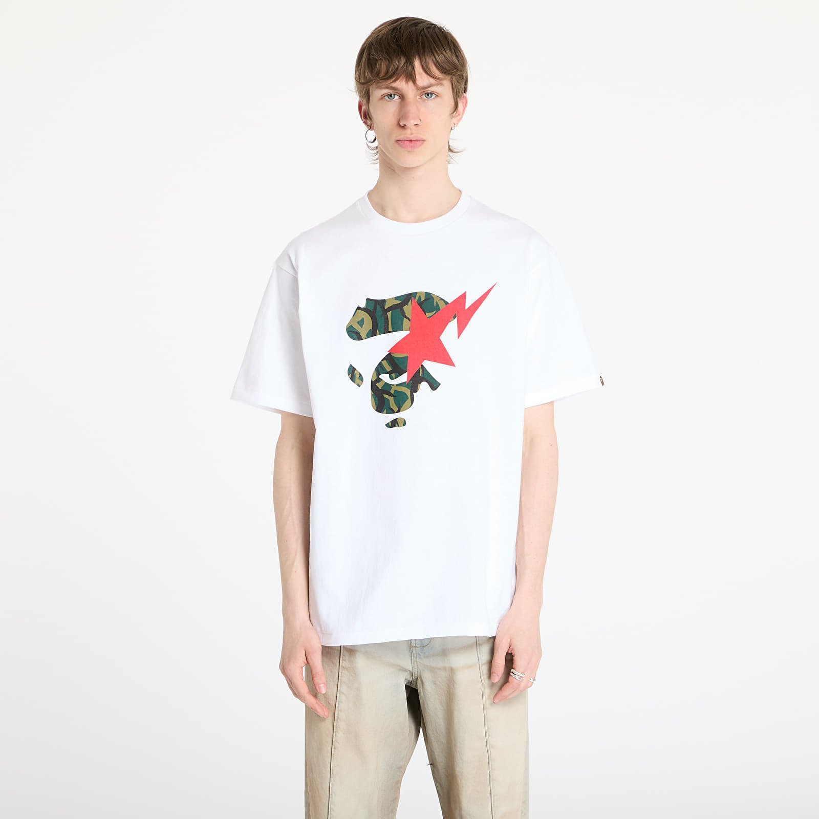 Tričko A BATHING APE Trial Camo Face Sta Tee UNISEX White M