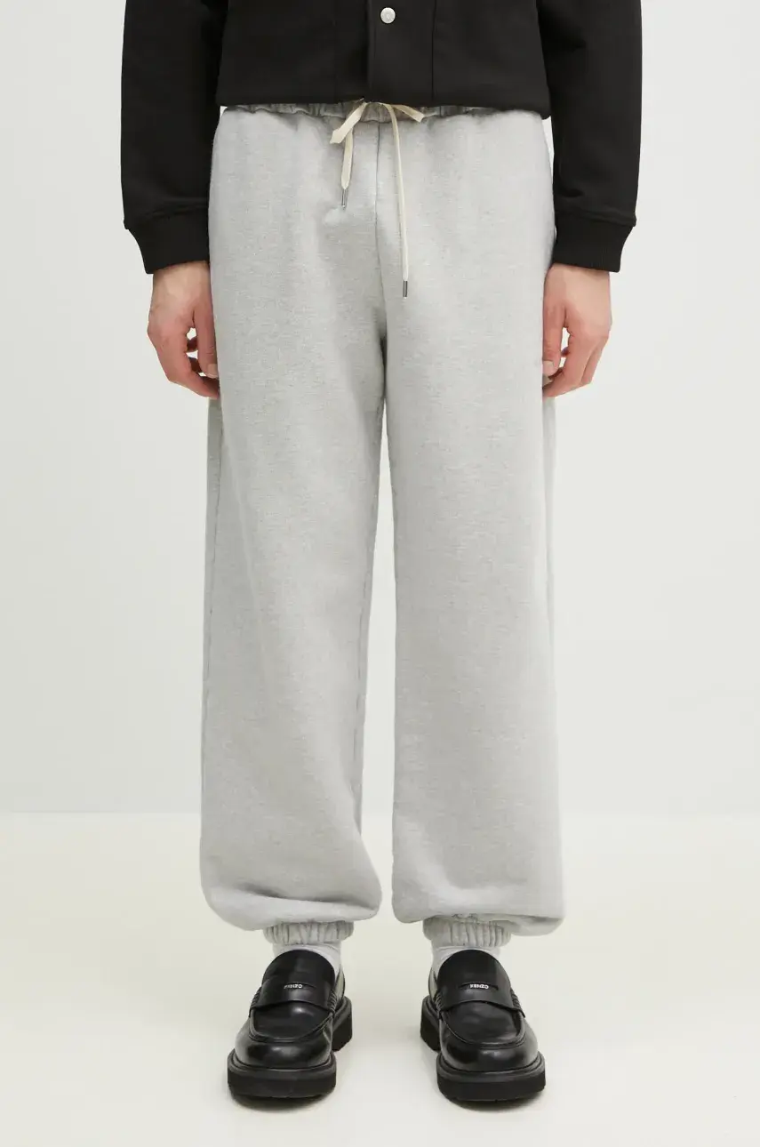 Bavlnené tepláky MKI MIYUKI ZOKU 800 Gsm Superweight Cuffed Joggers pánske, šedá farba, jednofarebné, 800.GSM.SUPERW.CUF