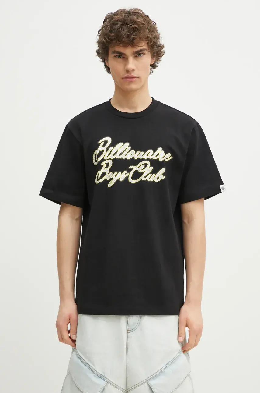 Bavlnené tričko Billionaire Boys Club Diamond Script Logo T-Shirt pánske, čierna farba, s potlačou, B25162
