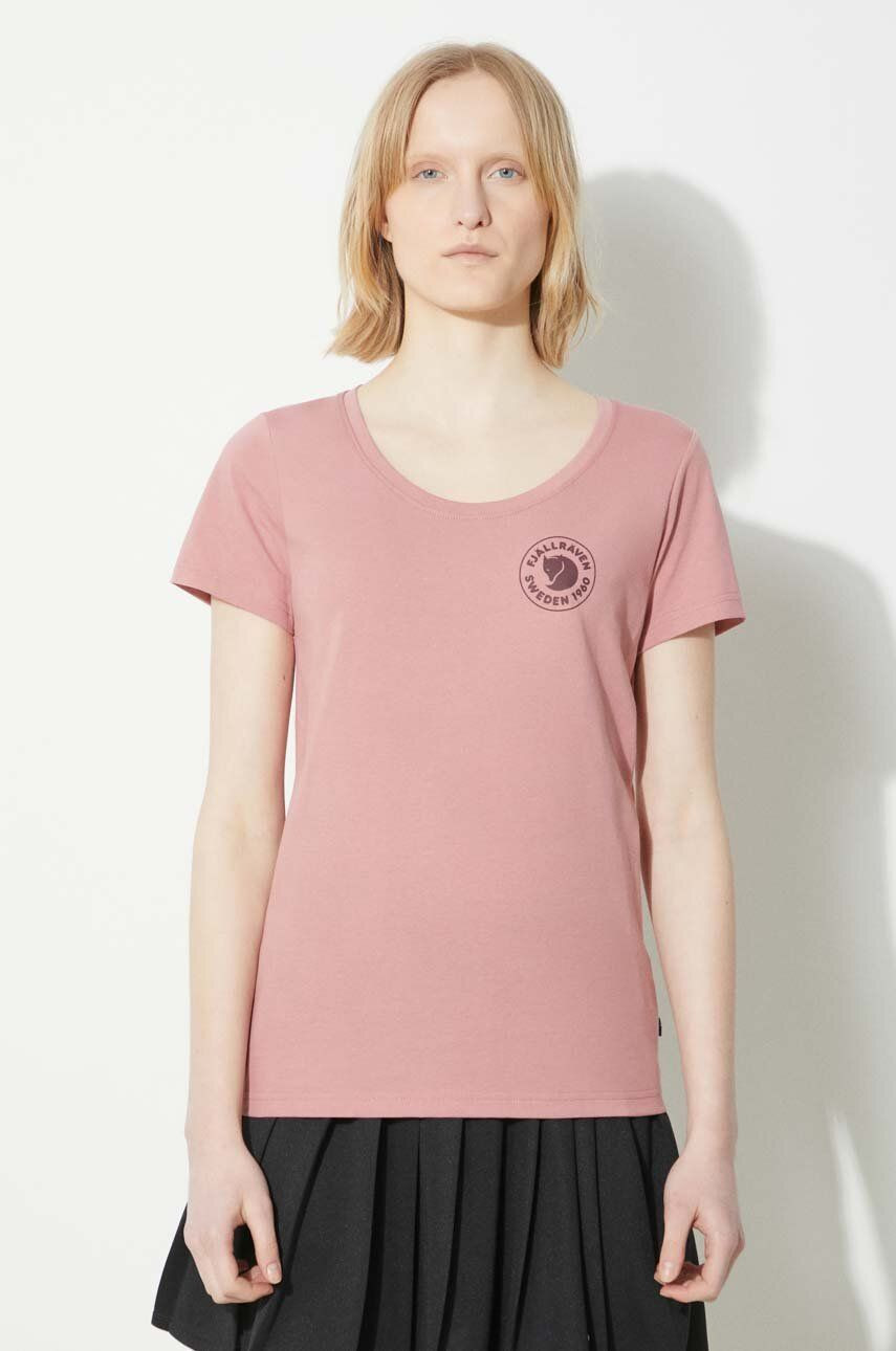 Tričko Fjallraven 1960 Logo T-shirt W dámske, ružová farba, F83513.300