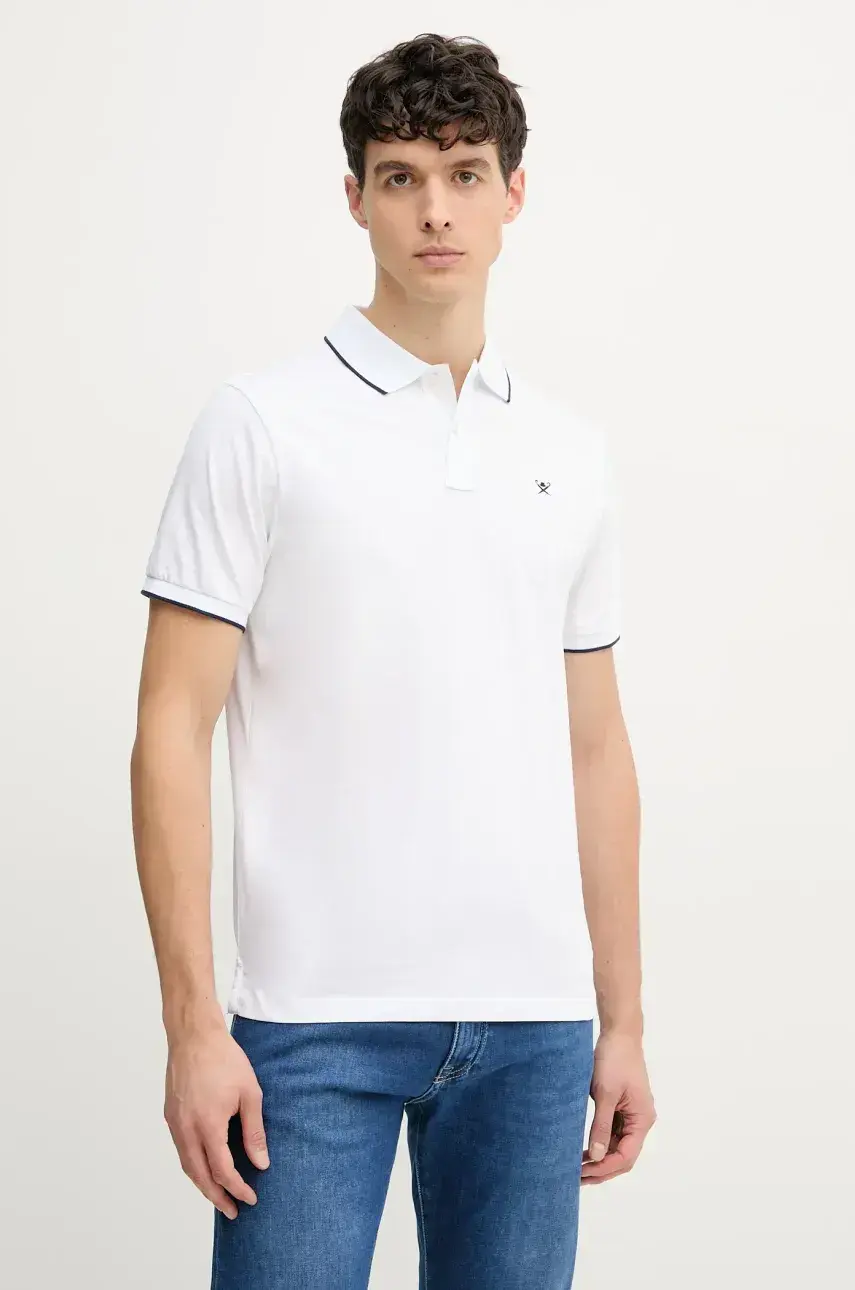 Bavlnené polo tričko Hackett London pánske, biela farba, jednofarebné, HM563425