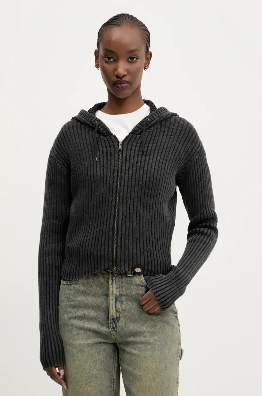 Bavlnený kardigán Dickies dámsky, šedá farba, DK0A867YBLK1