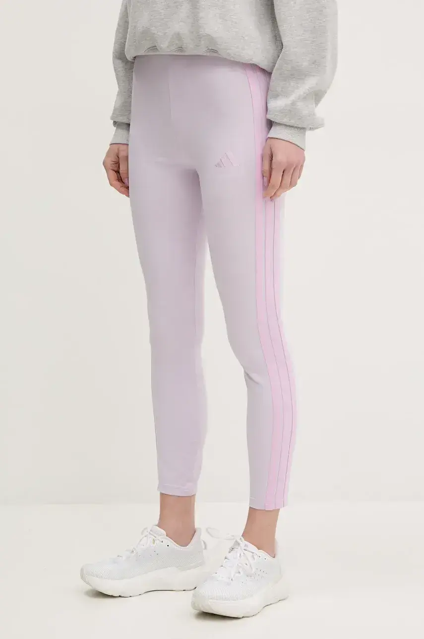Legíny adidas Essentials dámske, fialová farba, s nášivkou, JE0077
