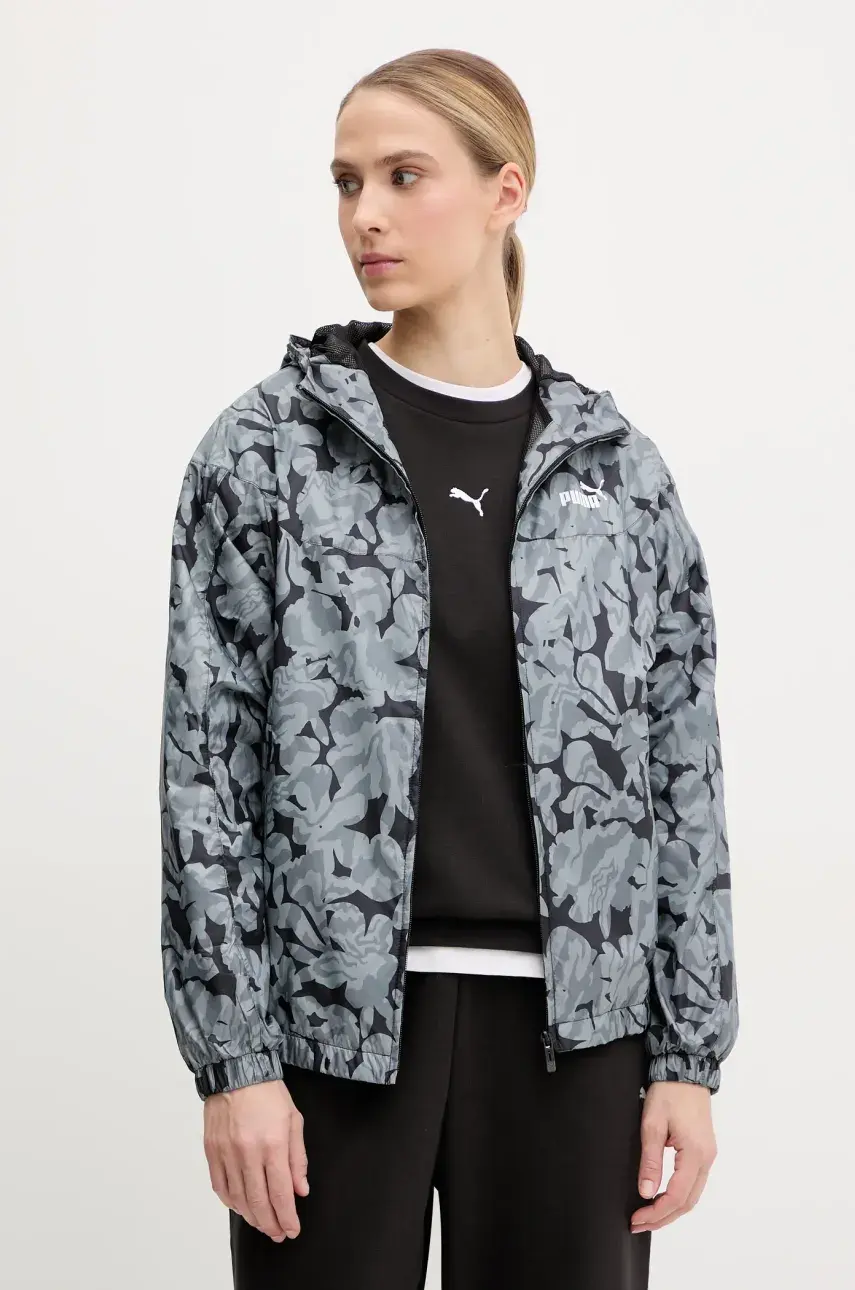 Bunda Puma šedá farba, prechodná, oversize, 629905
