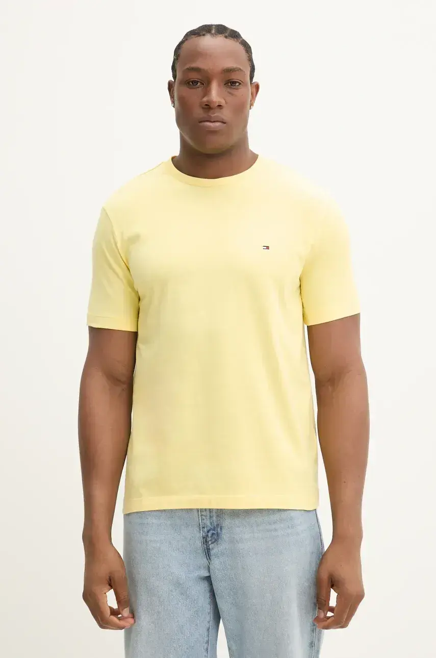Bavlnené tričko Tommy Hilfiger pánske, žltá farba, jednofarebné, MW0MW39995